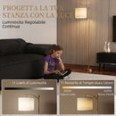 Lampada da Terra a LED 54,3x30,6x159,6 cm con Telecomando 11 Colori di Temperatura in Metallo e Tessuto Effetto Lino Oro      
