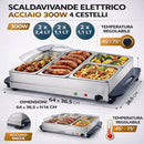 Scaldavivande Elettrico 64x36,5x14 cm Potenza 300W con 4 Cestelli in Acciaio Inox      