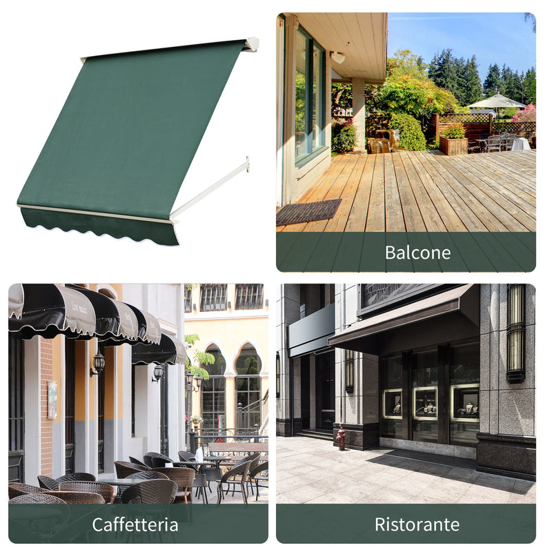 Tenda da Sole a Caduta 180×70 cm in Alluminio e Poliestere Verde