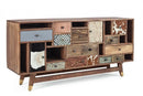 Credenza 2 Ante 11 Cassetti 160x40x75 cm in Legno Multicolore