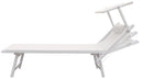 Lettino Prendisole da Giardino 185x61x39,5 cm Telaio in Alluminio Bianco e Textilene Bianco