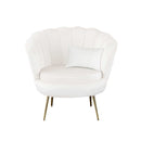 Poltrona a Conchiglia 78x73x78 cm in Velluto Vintage Piedi Oro Sofia Bianco