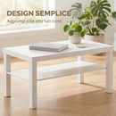 Tavolino da Salotto Rettangolare 90x45x44,5 cm con Ampio Ripiano in MDF Bianco      