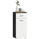 Mobile Bagno 35x30x77,5cm con Cassetto e Armadietto in Legno Bianco e Nero  