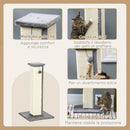 Tiragraffi per Gatti 41x41x81 cm Palo in Sisal e Pallina da Gioco Grigio   
