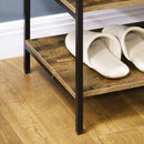Mobiletto Basso 147x40x77 cm in Acciaio e Legno Marrone