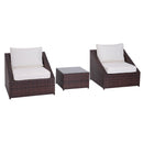 Set Salotto da Giardino in Rattan Sintetico 2 Poltrone e Tavolino Marrone 