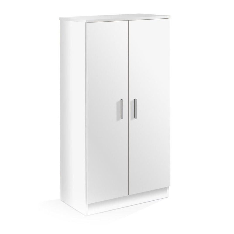 Mobile Scarpiera 2 Ante 6 Ripiani 55x108x36 cm in Legno Truciolare Bianco