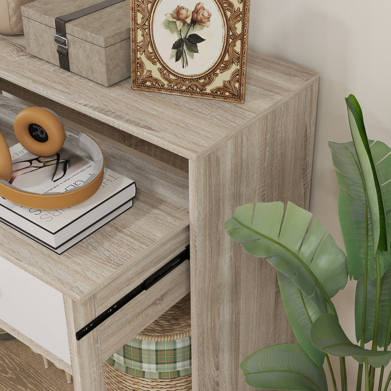 Consolle Tavolo Estraibile e 2 Cassetti 95x35x87 cm Rovere  