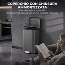 Pattumiera Rettangolare a Pedale 30 L 35x29x61,5 cm con Secchio Interno Rimovibile Chiusura Ammortizzata e Manico in Metallo e PP Grigio Scuro      