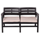 Set Salotto da Giardino 4 Posti Cuscini Avorio Struttura Nero Effetto Legno Malindi      