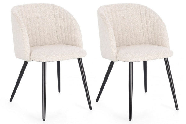 Set 2 Sedie 53x57x81,5 cm Queen in Bouclè Avorio online