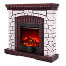 Camino Elettrico da Pavimento 105,8x110x30 cm Effetto Fiamma 1600W Natali & Corsica Bianco/noce scuro