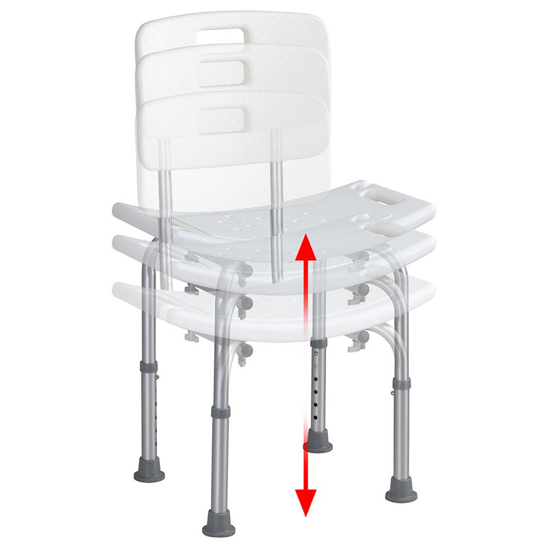 Sedile da doccia con Schienale Altezza Regolabile Sedia Sgabello vasca Anziani