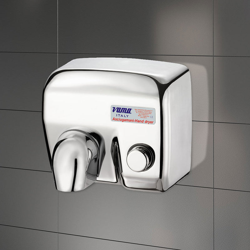 Asciugamani Elettrico Antivandalo con Pulsante 2400W Vama Ariel LP Acciaio Inox Lucido