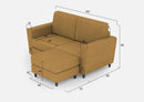 Divano 2 Posti con Pouf 152x155x85 cm Yasel in Tessuto Ocra