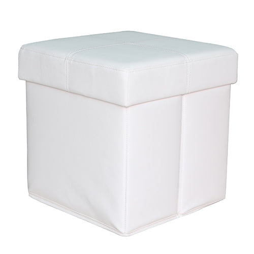Pouff Pouf Puff Contenitore Modello Storage 38X38X38 Cm Colore Bianco