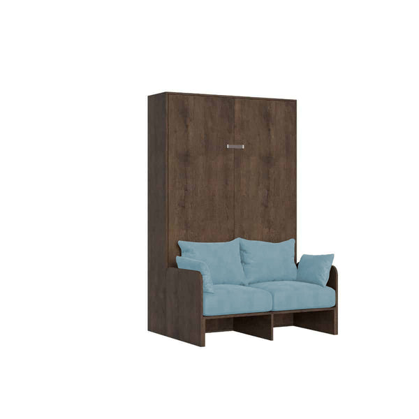 sconto Letto Una Piazza E Mezzo A Scomparsa 120 Kentaro Con Divano Noce e Azzurro