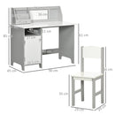 Set Tavolo e Sedie per Bambini 5+ Anni 90x45x 85 cm in Legno Bianco e Grigio      