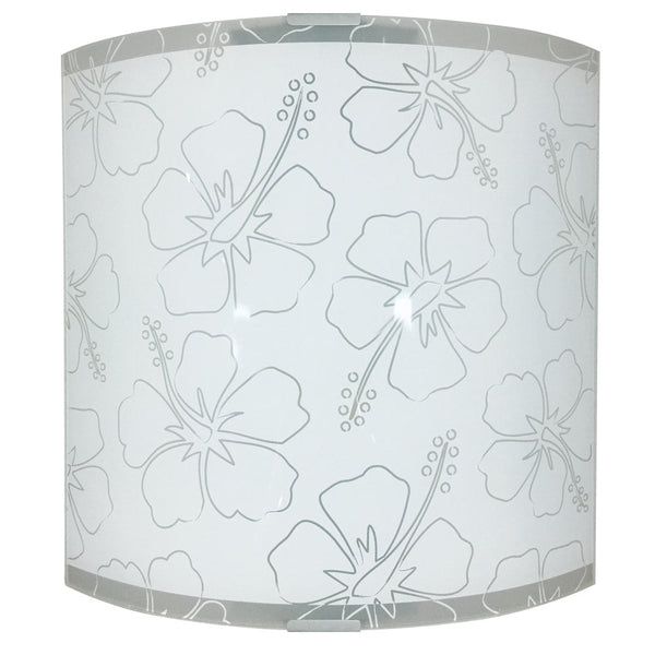 Wandleuchte 1xE27 Silber Rahmen Glasplatte Siebdruck Weiße Blume E-Energy Delia sconto