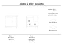Mobile 2 Ante 1 Cassetto 77x80x34 cm Eucalipto