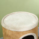 Torre Tiragraffi per Gatti con Casette in Peluche a 2 Livelli in Sisal Marrone  