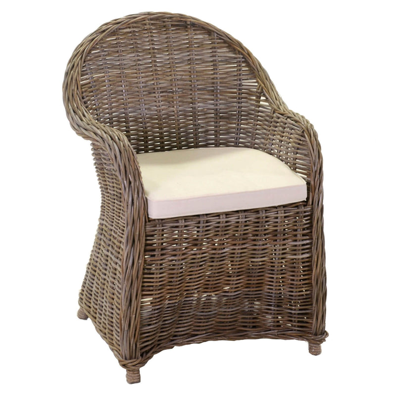 Poltrona da Giardino in Rattan con Cuscino 64x64H50/83cm Roma Grigio