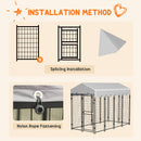 Recinto per Cani da Esterno con Tetto 239x121x183 cm in Metallo Argento