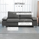 Divano 2 Posti 200x88x86 cm Seduta Imbottita e Braccioli Regolabili in Similpelle Grigio