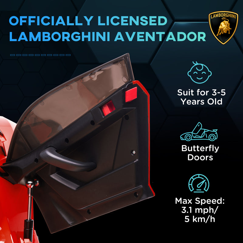 Macchina Elettrica per Bambini 12V con Licenza Lamborghini Aventador SVJ Roadster Rosso
