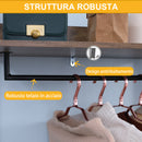 Appendiabiti da Terra con 4 Ripiani 60x40x180 cm in Truciolato e Acciaio Marrone