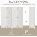 Paravento Separè 4 Ante per Interni 182x170 cm in Legno Bianco 