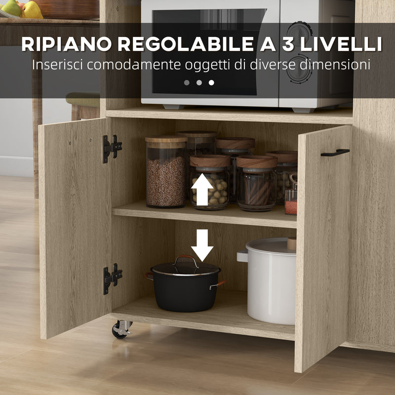 Carrello da Cucina con Ripiano 2 Ante 75x40x80,5 cm in Truciolato Rovere e Nero