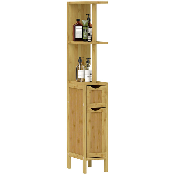 prezzo Mobile a Colonna 2 Ripiani 2 Armadietti 18x30x120 cm in bambù laccato e MDF Colore Legno