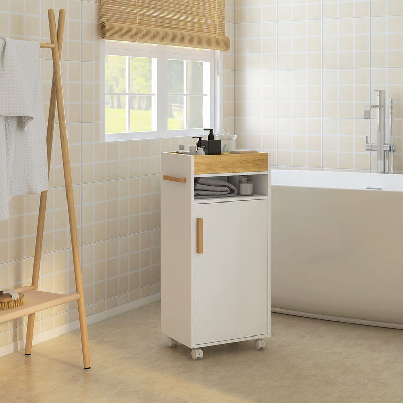 Mobiletto Bagno con Vassoio Rimovibile 40x30x88 cm in Truciolato Bianco