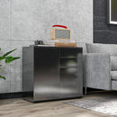 Credenza Moderna con 2 Armadietti e 2 Cassetti con Apertura a Pressione 79x36x74 cm  Nero Lucido