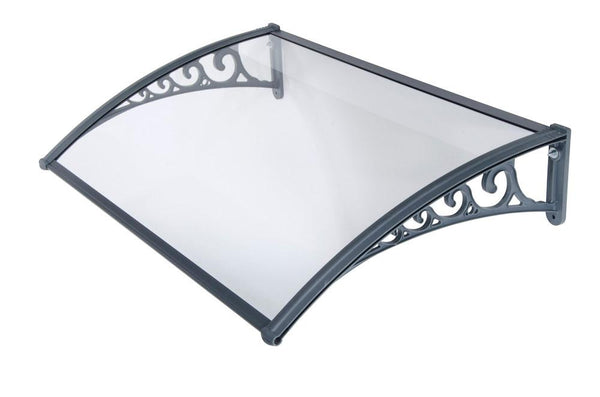 Kompaktes modulares Vordach aus grauem/transparentem Polycarbonat 100 x 80 cm Bertozzi Naxos sconto