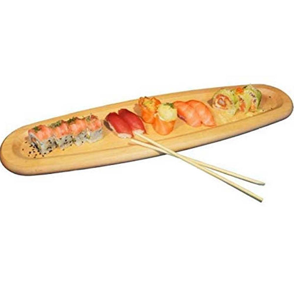 Tagliere Ovale 52x14cm in Legno di Faggio Con Bordo per Sushi Salumi Formaggi-1