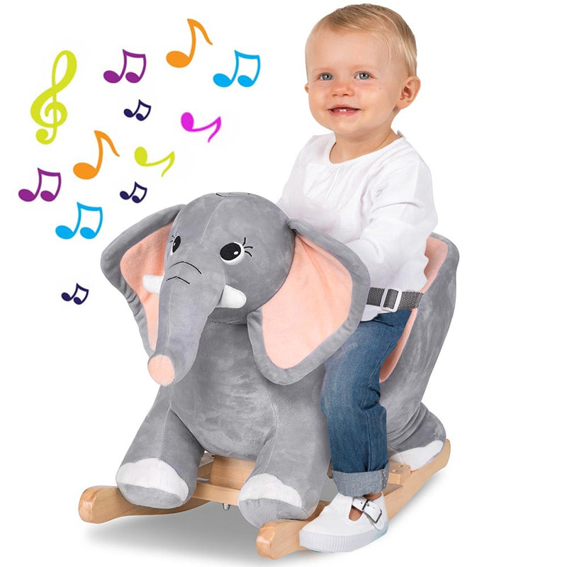 Elefante a Dondolo Cavalcabile Peluche Giocattolo Bambini con Effetti Sonori-1