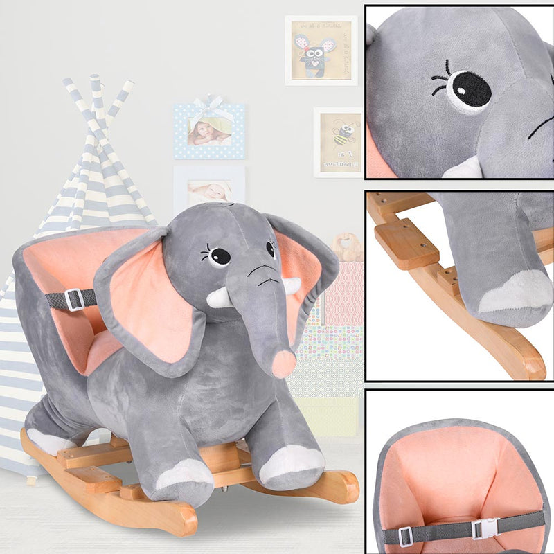 Elefante a Dondolo Cavalcabile Peluche Giocattolo Bambini con Effetti Sonori-2