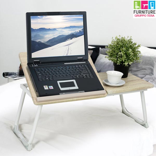 Tavolino Vassoio Pieghevole da Letto Divano 65x30 cm per Notebook PC Laptop sconto