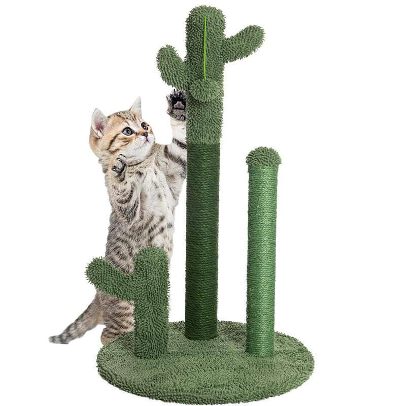 Tiragraffi Graffiatoio Forma 3 Cactus per Gatti Verde con Pallina 34 x 59 cm-1