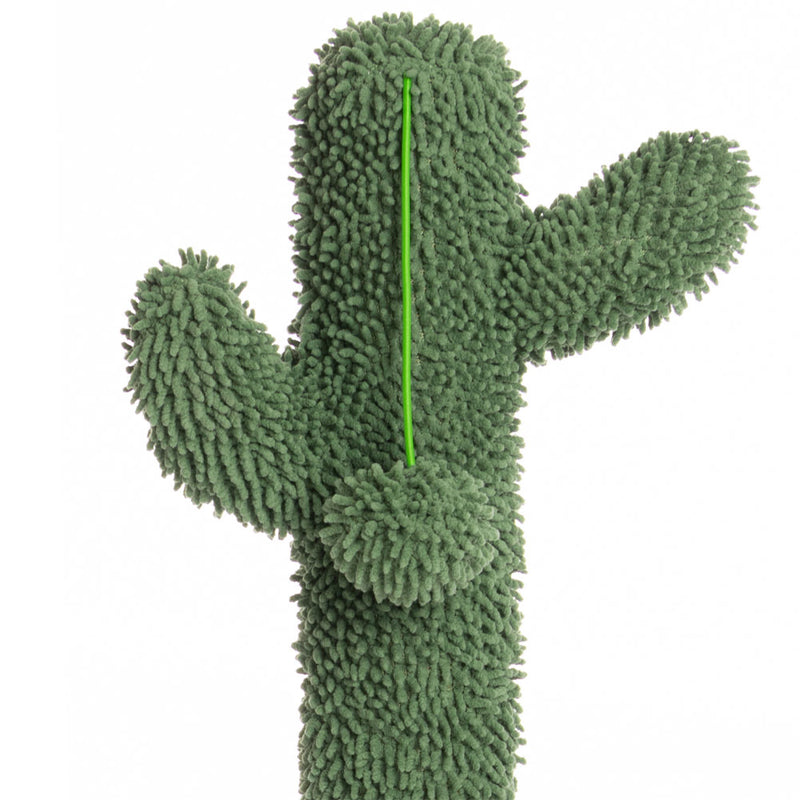 Tiragraffi Graffiatoio Forma 3 Cactus per Gatti Verde con Pallina 34 x 59 cm-3