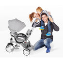 Triciclo per Bambini Passeggino Seggiolino Reversibile 6in1 Happy Kids Grigio