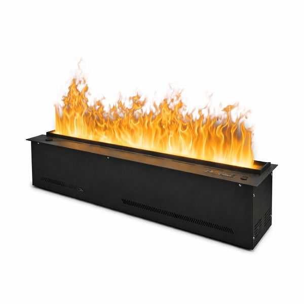 acquista Camino Elettrico a Vapore Acqueo con Fiamme 3D con Bruciatore a Incasso 100x21,5x24 cm DFVAPO100 Pannello Digitale e Fiamme Multicolor in Acciaio e Alluminio Nero