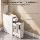 Mobile Bagno Slim Salvaspazio 16x48x58 cm con 2 Cassetti e Vano Aperto in MDF Bianco      