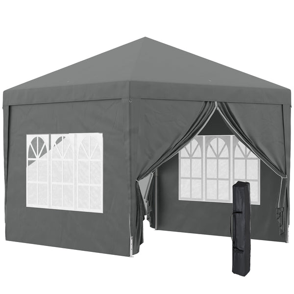 Gazebo da Giardino 3x3 m Pieghevole con 4 Pannelli Laterali in Acciaio e Tessuto Oxford Grigio acquista