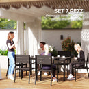 Set da Giardino con Tavolo da Pranzo Rettangolare e 6 Sedie Impilabili Marrone     