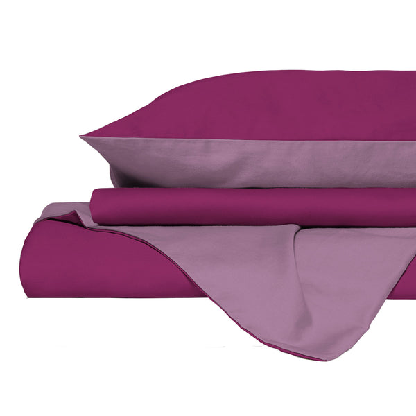 sconto Copripiumino con Sacco e Federe in Tinta Unita Double Face Linea Vera Fucsia e Lilla