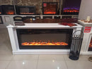 Camino Elettrico da Pavimento 72,5x158x30 cm Effetto Fiamma 1500W Bernard & Hermes Bianco